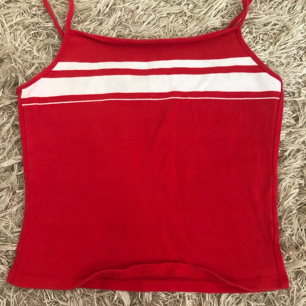 Garage Red and White Striped Tank Top